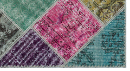 Iskece 24625 Beige Patchwork Wool Handmade Area Rug 2'7" x 4'11"