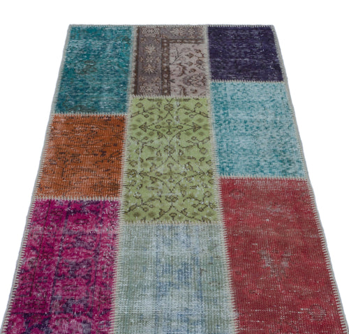 Iskece 24626 Beige Patchwork Wool Handmade Area Rug 2'7" x 4'11"