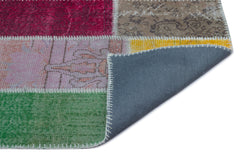 Iskece 24632 Beige Patchwork Wool Handmade Area Rug 2'7" x 4'11"