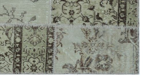 Iskece 24647 Beige Patchwork Wool Handmade Area Rug 2'7" x 4'11"