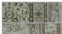 Iskece 24647 Beige Patchwork Wool Handmade Area Rug 2'7" x 4'11"