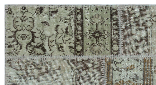 Iskece 24647 Beige Patchwork Wool Handmade Area Rug 2'7" x 4'11"