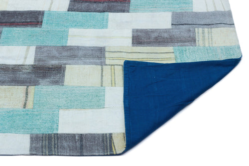 Teselya Beige Patchwork Wool Handmade Area Rug 2'9" x 5'1"