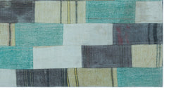 Teselya Beige Patchwork Wool Handmade Area Rug 2'9" x 5'1"