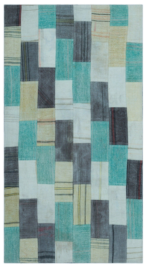 Teselya Beige Patchwork Wool Handmade Area Rug 2'9" x 5'1"