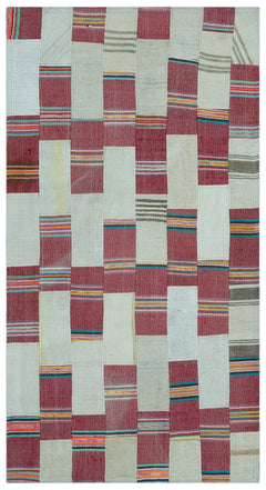 Teselya Beige Patchwork Wool Handmade Area Rug 2'9" x 5'1"