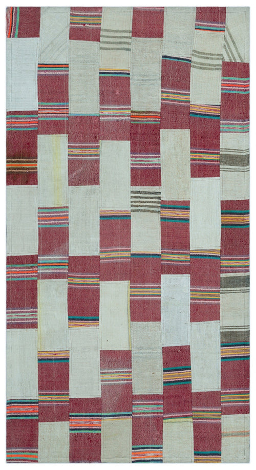 Teselya Beige Patchwork Wool Handmade Area Rug 2'9" x 5'1"