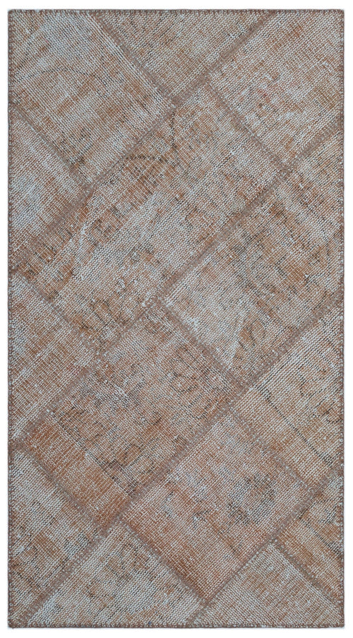 Iskece 24681 Brown Patchwork Wool Handmade Area Rug 2'7" x 4'11"