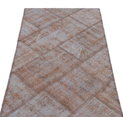Iskece 24681 Brown Patchwork Wool Handmade Area Rug 2'7" x 4'11"