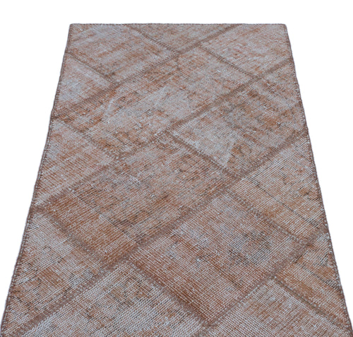 Iskece 24681 Brown Patchwork Wool Handmade Area Rug 2'7" x 4'11"