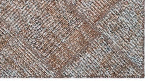 Iskece 24681 Brown Patchwork Wool Handmade Area Rug 2'7" x 4'11"