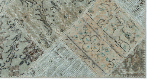 Iskece 24693 Beige Patchwork Wool Handmade Area Rug 2'7" x 4'11"