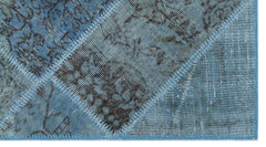 Iskece 24707 Blue Patchwork Wool Handmade Area Rug 2'7" x 4'11"