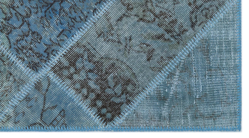 Iskece 24707 Blue Patchwork Wool Handmade Area Rug 2'7" x 4'11"