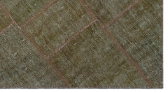 Iskece 24713 Brown Patchwork Wool Handmade Area Rug 2'7" x 4'11"