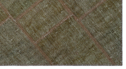 Iskece 24713 Brown Patchwork Wool Handmade Area Rug 2'7" x 4'11"