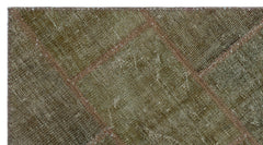 Iskece 24713 Brown Patchwork Wool Handmade Area Rug 2'7" x 4'11"