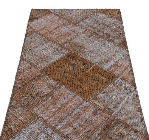 Iskece 24717 Brown Patchwork Wool Handmade Area Rug 2'7" x 4'11"