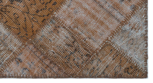 Iskece 24717 Brown Patchwork Wool Handmade Area Rug 2'7" x 4'11"