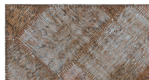 Iskece 24717 Brown Patchwork Wool Handmade Area Rug 2'7" x 4'11"