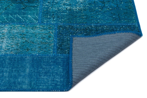 Iskece 24720 Turquoise Patchwork Wool Handmade Area Rug 2'7" x 4'11"