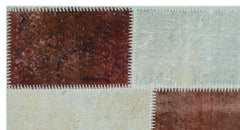 Iskece 24736 Brown Patchwork Wool Handmade Area Rug 2'7" x 4'11"
