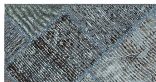 Iskece 24737 Blue Patchwork Wool Handmade Area Rug 2'7" x 4'11"