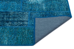 Iskece 24740 Turquoise Patchwork Wool Handmade Area Rug 2'7" x 4'11"