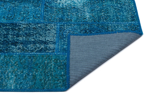 Iskece 24740 Turquoise Patchwork Wool Handmade Area Rug 2'7" x 4'11"