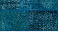 Iskece 24740 Turquoise Patchwork Wool Handmade Area Rug 2'7" x 4'11"