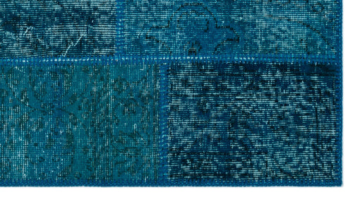 Iskece 24740 Turquoise Patchwork Wool Handmade Area Rug 2'7" x 4'11"