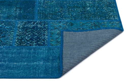 Iskece 24746 Turquoise Patchwork Wool Handmade Area Rug 2'7" x 4'11"