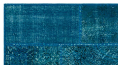 Iskece 24746 Turquoise Patchwork Wool Handmade Area Rug 2'7" x 4'11"
