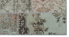 Iskece 24751 Beige Patchwork Wool Handmade Area Rug 2'7" x 4'11"