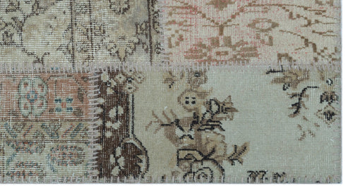 Iskece 24751 Beige Patchwork Wool Handmade Area Rug 2'7" x 4'11"