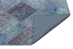 Iskece 24752 Blue Patchwork Wool Handmade Area Rug 2'7" x 4'11"