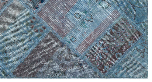 Iskece 24752 Blue Patchwork Wool Handmade Area Rug 2'7" x 4'11"