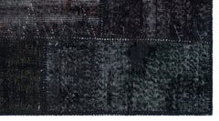 Iskece 24753 Black Patchwork Wool Handmade Area Rug 2'7" x 4'11"