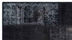 Iskece 24753 Black Patchwork Wool Handmade Area Rug 2'7" x 4'11"