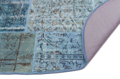 Iskece 24810 Blue Patchwork Wool Handmade Area Rug 5'3" x 7'7"