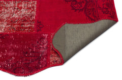 Iskece 24811 Red Patchwork Wool Handmade Area Rug 5'3" x 7'7"