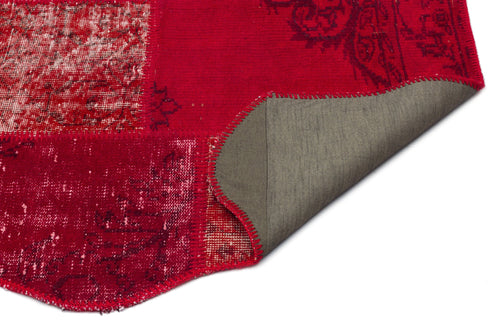 Iskece 24811 Red Patchwork Wool Handmade Area Rug 5'3" x 7'7"