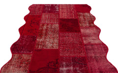 Iskece 24811 Red Patchwork Wool Handmade Area Rug 5'3" x 7'7"