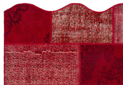 Iskece 24811 Red Patchwork Wool Handmade Area Rug 5'3" x 7'7"