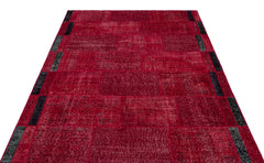 Iskece 24813 Red Patchwork Wool Handmade Area Rug 5'3" x 7'7"