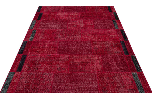 Iskece 24813 Red Patchwork Wool Handmade Area Rug 5'3" x 7'7"