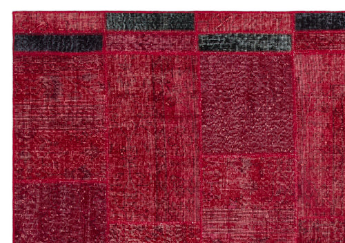 Iskece 24813 Red Patchwork Wool Handmade Area Rug 5'3" x 7'7"