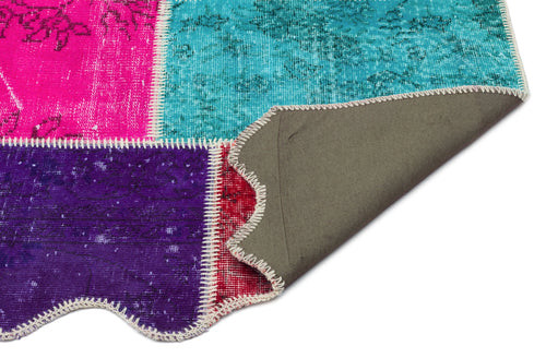 Iskece 24815 Beige Patchwork Wool Handmade Area Rug 5'3" x 7'7"