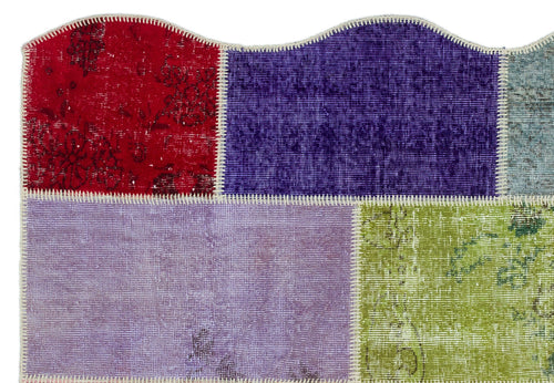 Iskece 24815 Beige Patchwork Wool Handmade Area Rug 5'3" x 7'7"