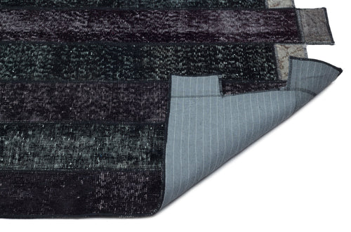 Iskece 24817 Black Patchwork Wool Handmade Area Rug 5'3" x 7'7"